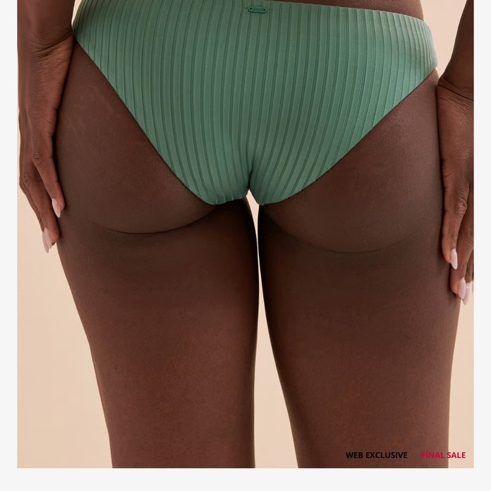 Green Ribbed Bikini Bottom - Picture 3 of 3